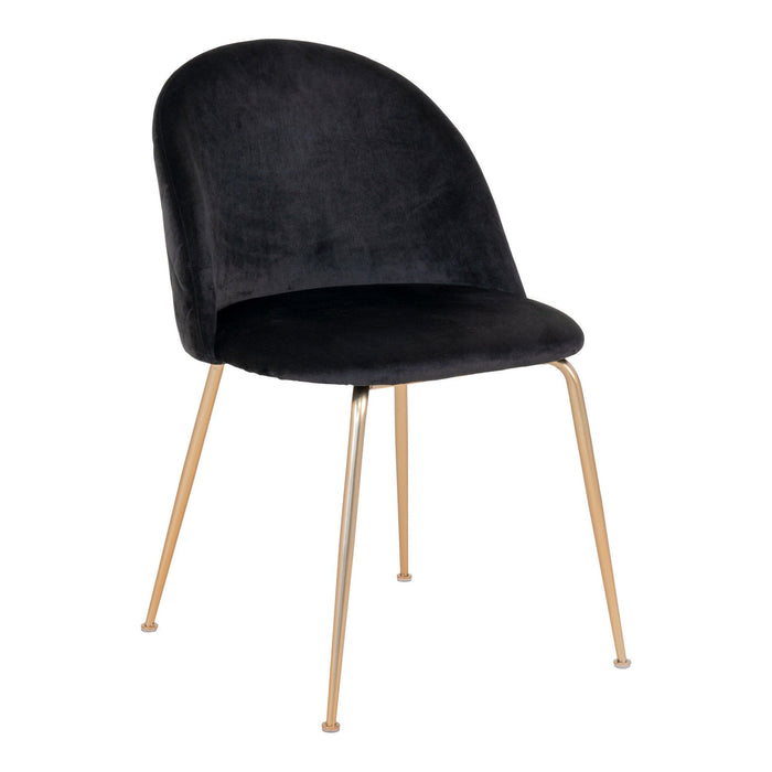 QUVIO Eetkamerstoel Geneva - Fluweel - Zwart - Messing look - Set van 2