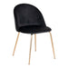 QUVIO Eetkamerstoel Geneva - Fluweel - Zwart - Messing look - Set van 2