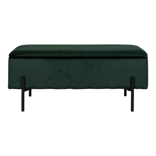 QUVIO Fluwelen Bankje met Opbergruimte - Groen - 95x36,5x46 cm