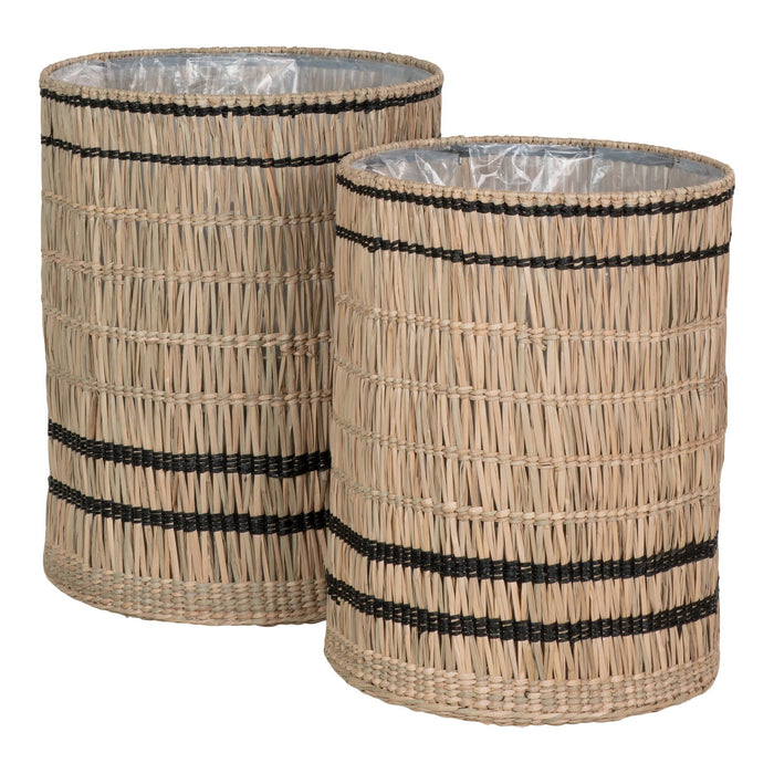 QUVIO Manden Oslo - Zeegras Manden - Set van 2 - Natuurlijk - 35/40x45/51 cm