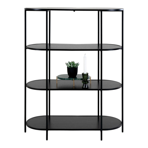 QUVIO Ovale wandkast - Zwart - 4 Planken - 85x36x111 cm