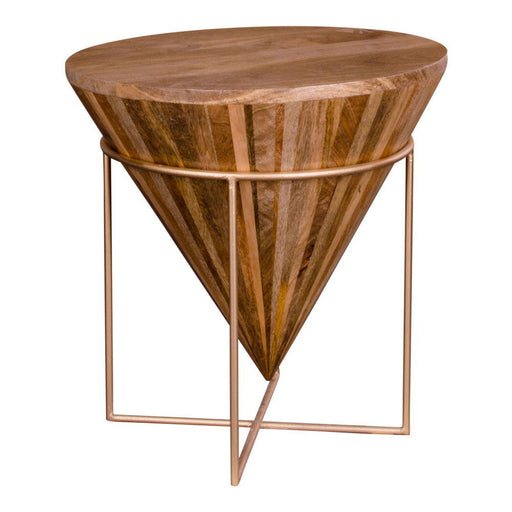 QUVIO Salontafel - Mangohout - Stalen Frame - Ø45x45 cm - Naturel