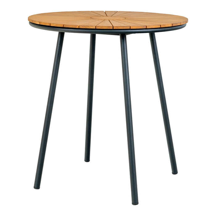 QUVIO Bijzettafel - Teakhout en Metaal - Natuurlijk en Zwart - 70x74 cm