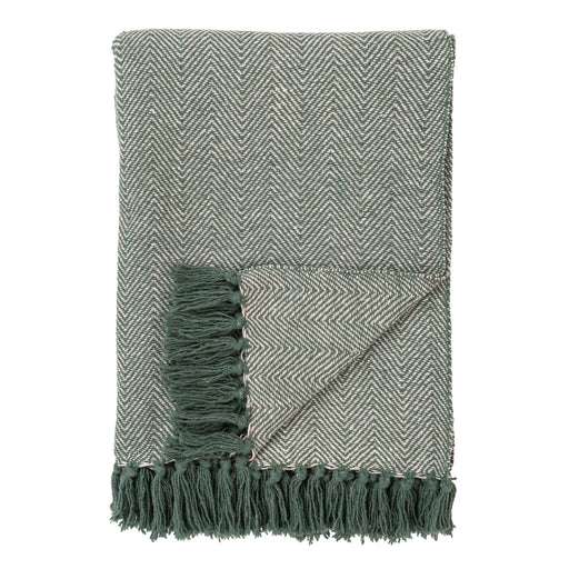 QUVIO Plaid Lisbon - Groene en Witte Deken - 100% Katoen - 130x160 cm