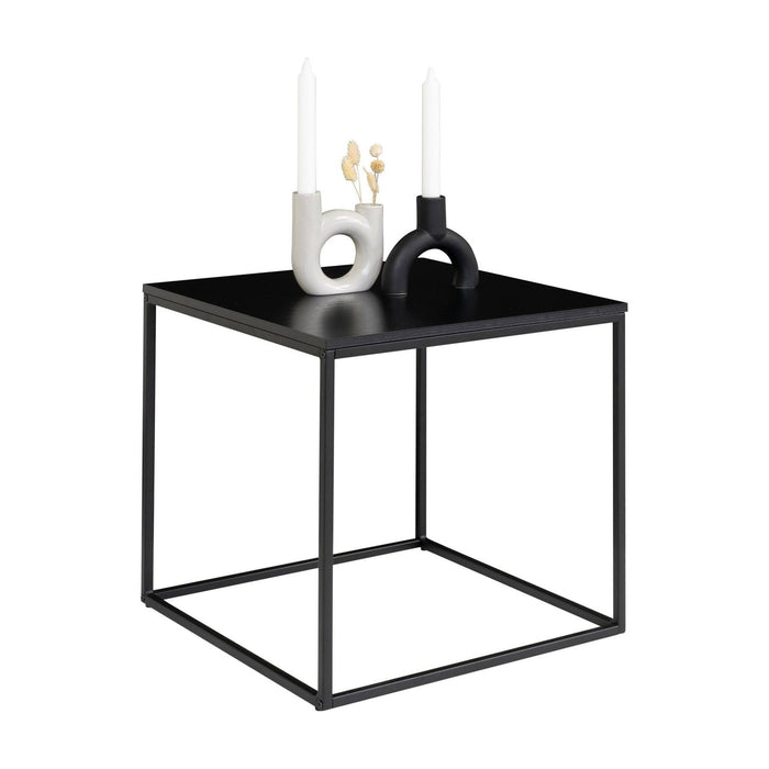 QUVIO Bijzettafel Gothenburg - Zwart - 45x45x45 cm - Staal en Spaanplaat