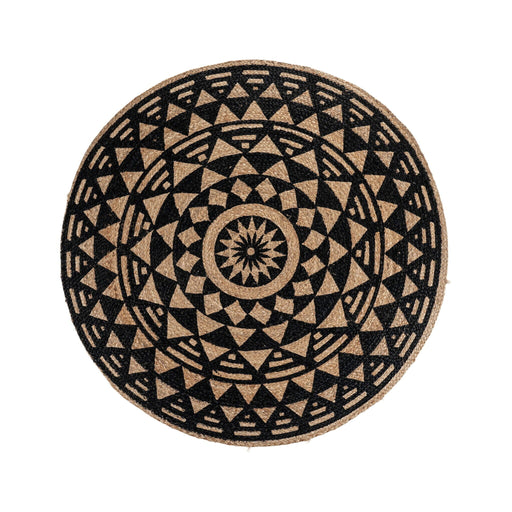 QUVIO Geometrisch vloerkleed - Jute - Naturel - Zwart - Ø120 cm