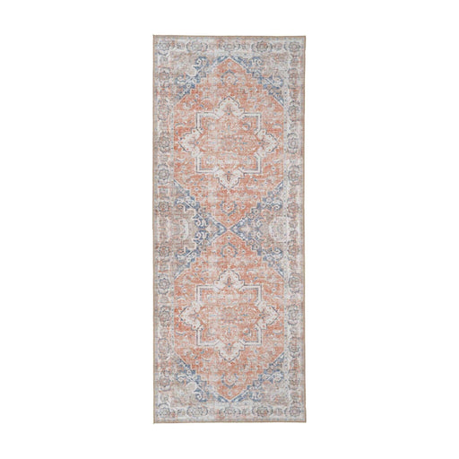 QUVIO Oranje hal vloerkleed 80x200 cm Polyester Oranje/Blauw
