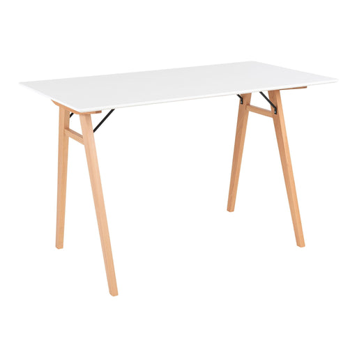 QUVIO Bureau Berlin - Wit en lichtbruin - 120x60x75 cm
