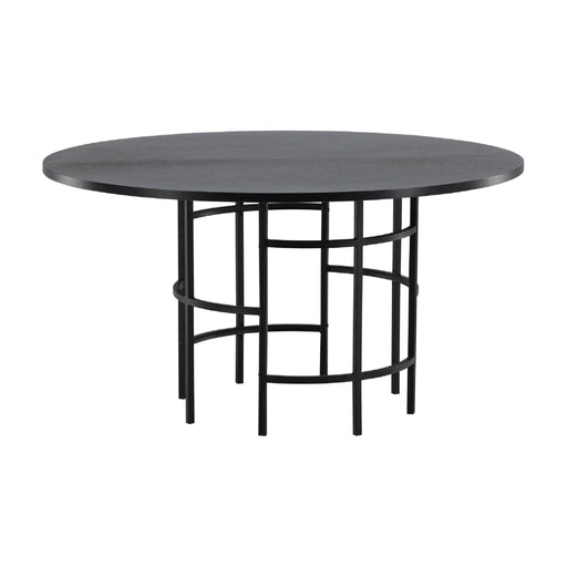QUVIO Eettafel Rond - Zwart MDF Tafelblad - Cilindervormig Onderstel