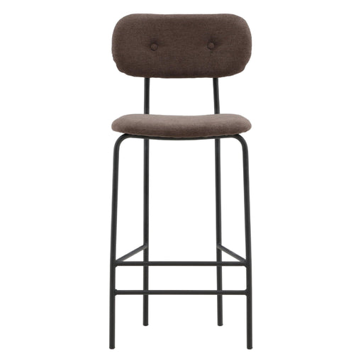 QUVIO Peno Barkruk 2-pack - Scandinavisch design - Matzwart en Donkerbruin Linnen