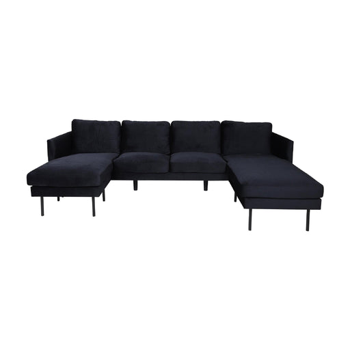 QUVIO Jano U-Sofa - Luxe fluweel - Scandinavisch design - Zwart