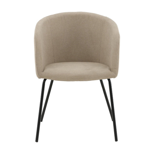 QUVIO Tini Eetkamerstoel - Moderne Elegantie - Zwart en Beige Stof