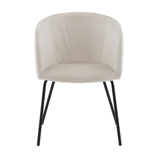 QUVIO Arlo Eetkamerstoel – Zacht Fluweel – Beige Zitting – Zwarte Poten