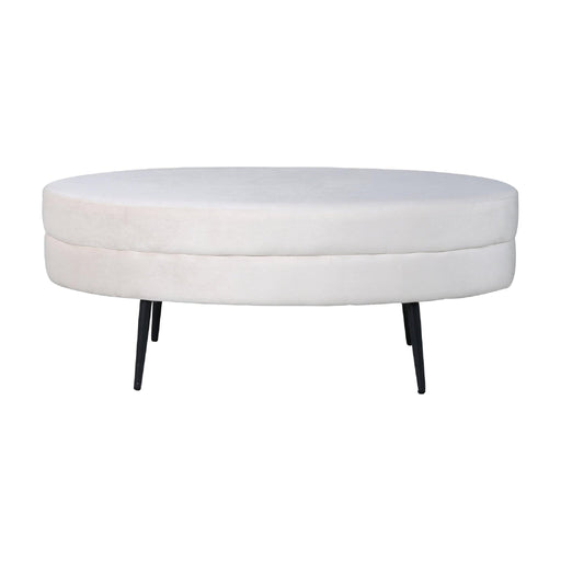 QUVIO Poef - Fluweel Zwart Beige - Luxe en Duurzaam - Ovaal Design