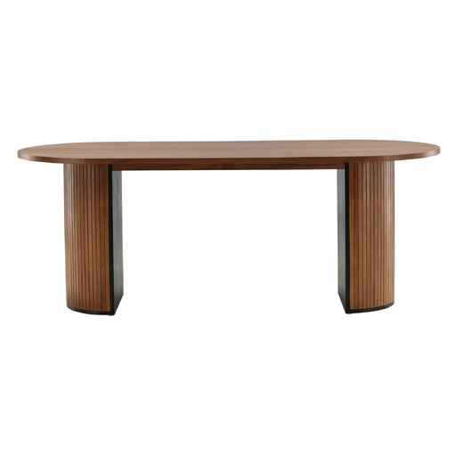 QUVIO Ovale Eettafel - Moderne Walnootkleur - Duurzaam MDF en Walnootfineer