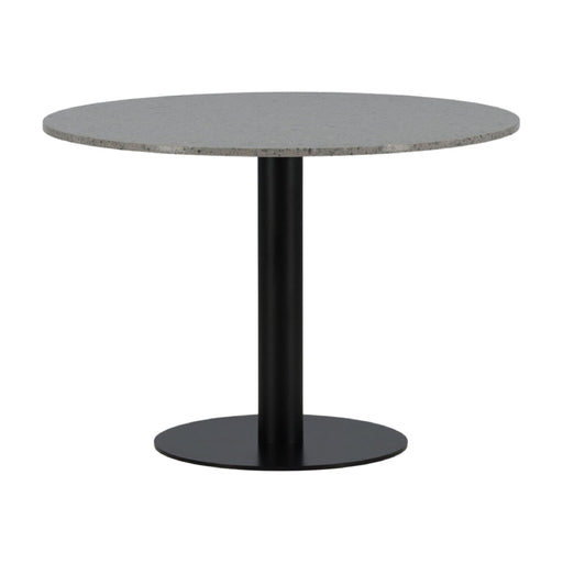QUVIO Ronde Eettafel - Grijs Terrazzo - Zwart Metalen Frame - 106 cm