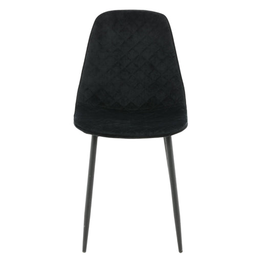 QUVIO Muni Diamond eetkamerstoel 2-pack - Zwart fluweel - Zwarte poten