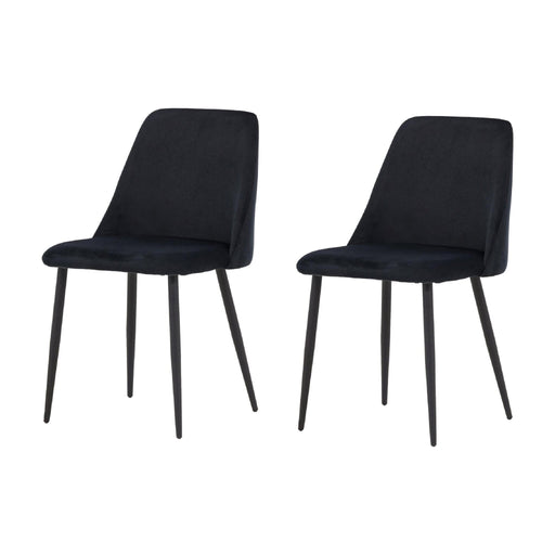 Set van 2 - Nest of Nora Fluwelen Eetkamerstoelen Nila - Zwart