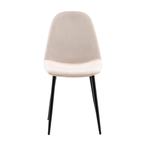 QUVIO Ivi eetkamerstoel 2-pack - Zwarte poten - Beige fluweel - Modern design