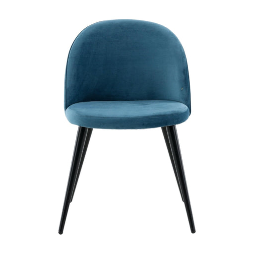 QUVIO Yomi Fluweel Eetkamerstoelen Set van 2 - Blauw en Zwart