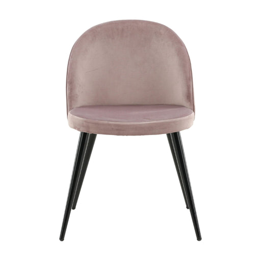QUVIO Eetkamerstoelen fluweel 2-pack - Gammelroze en zwart - Elegant design