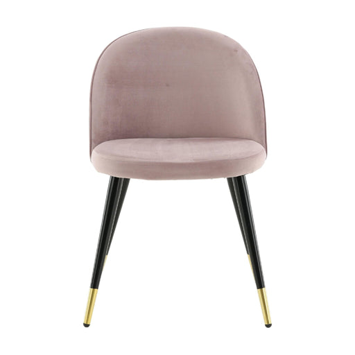 QUVIO Stijlvolle Eetkamerstoelen - Messing en Oudroze Fluweel - 2 stuks