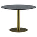 QUVIO Eettafel rond - Donkergrijs marmer - Goudkleurig staal