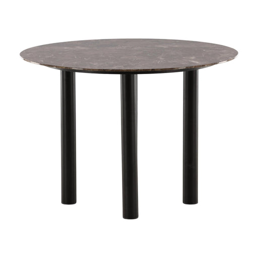 QUVIO Eettafel – Ronde Blikvanger – Zwart en Donkerbruin