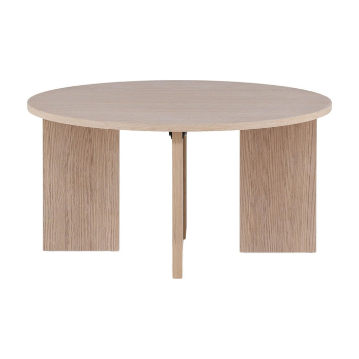 QUVIO Salontafel Whitewash Hout - Ronde Blikvanger