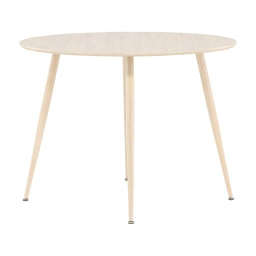 QUVIO Yaro Eettafel 100 cm - Whitewash - Ronde Tafel - MDF en Staal