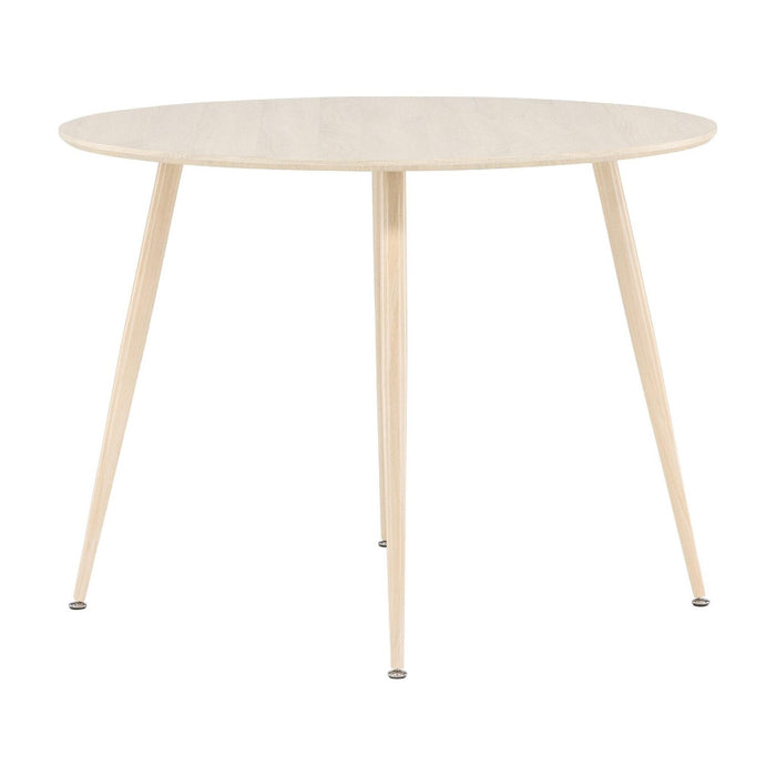 QUVIO Yaro Eettafel 100 cm - Whitewash - Ronde Tafel - MDF en Staal