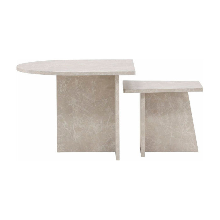 Nest of Nora Salontafel set van 2 - Marmerlook - Vierkant 60x60 cm en 40x40 cm - Beige