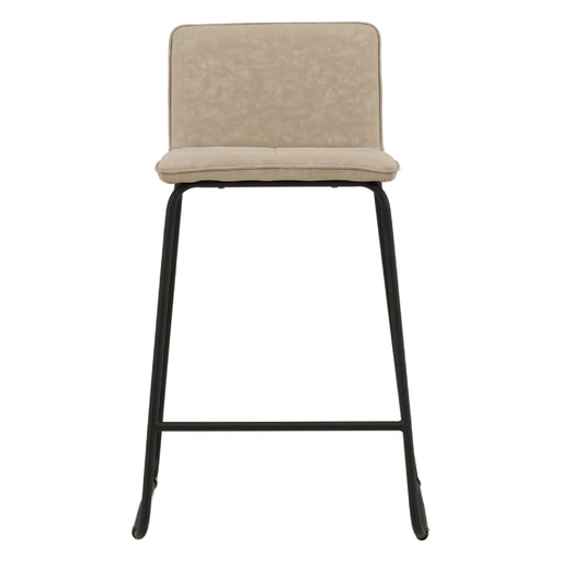 QUVIO Edison Barstoel set van 2 - Scandinavisch design - Zwart en Beige Microvezel