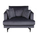QUVIO Yellowstone Fauteuil - Scandinavisch Design - Donkergrijs Fluweel - Zwart Staal