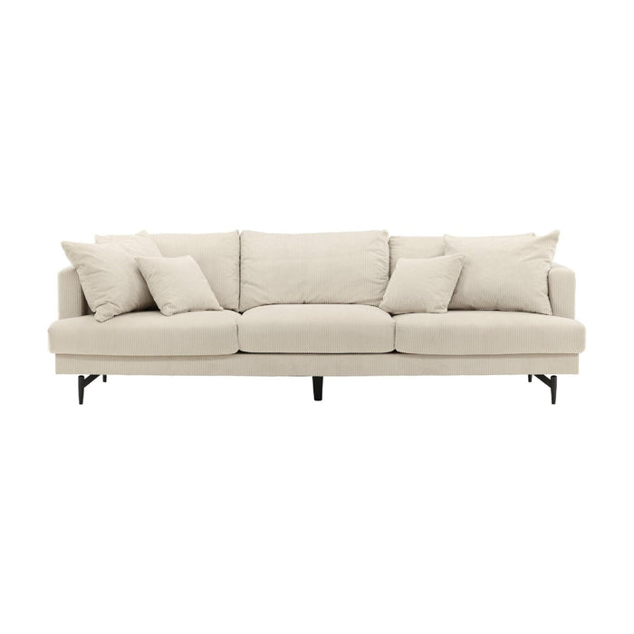 QUVIO Bank Yellowstone - Zwart Beige Corduroy - Moderne 3-zitsbank - Jaren 50 Nostalgie
