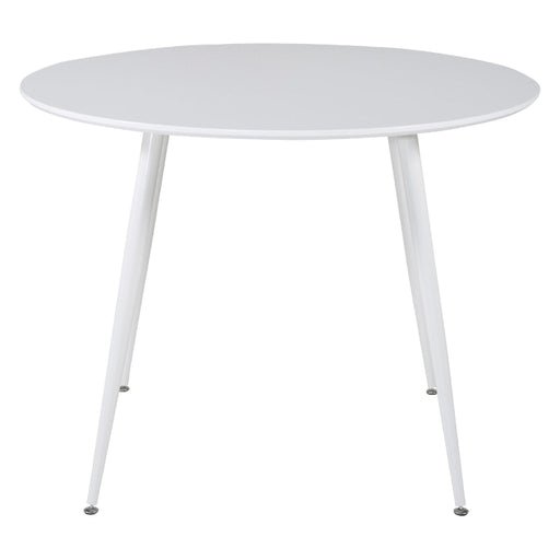 QUVIO Ronde Eettafel - Witte Top - Witte Poten - 100 cm - Tijdloze Elegantie