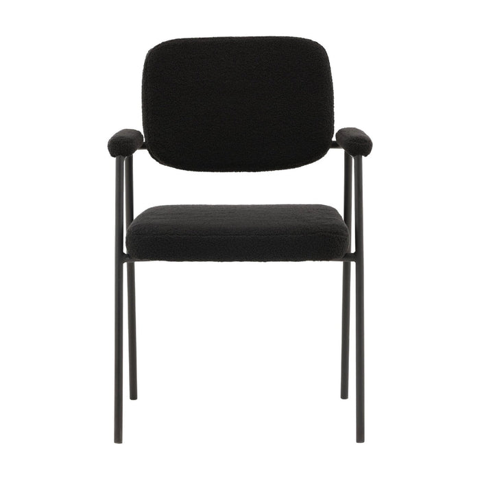 QUVIO Eetkamerstoelen set van 2 - Zwart Bouclé - Scandinavisch Design