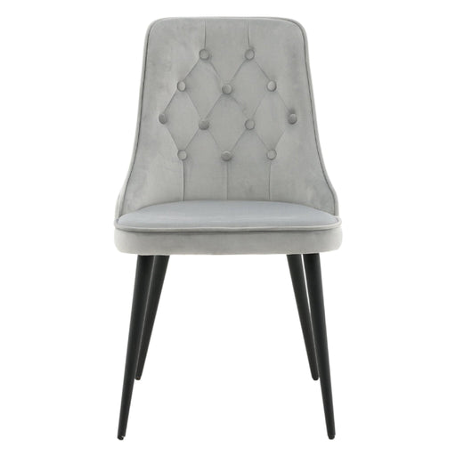 QUVIO Velvet Deluxe Eetkamerstoelen set van 2 - Lichtgrijs fluweel - Zwarte poten