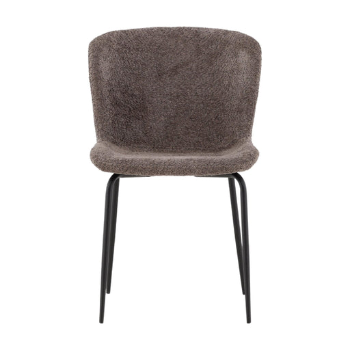 QUVIO Gunnar Eetkamerstoelen set van 2 - Scandinavisch design - Zwart Grijs Bouclé