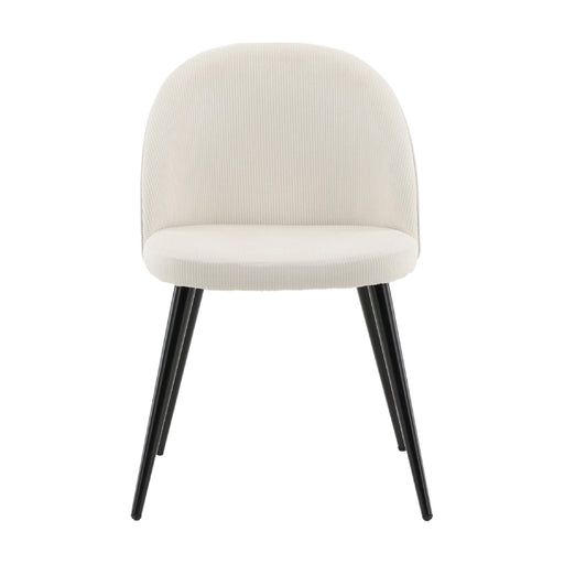 QUVIO Velvet Eetkamerstoelen set van 2 - Zachte ribfluweel - Zwarte metalen poten