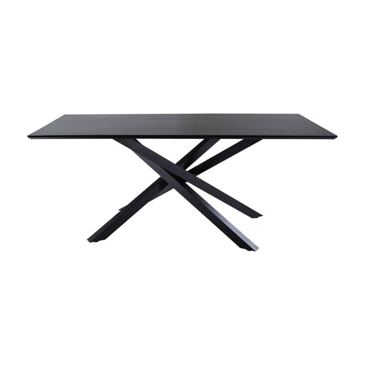 QUVIO Eettafel Hamilton - Zwarte MDF fineer - Stalen kruispoten - 180x76x90 cm