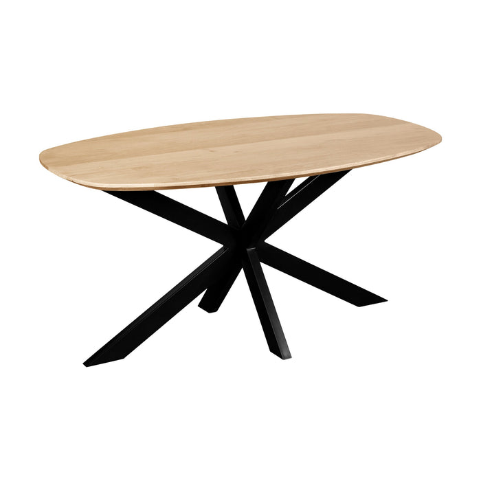 QUVIO Eettafel Sofia - Deens ovaal - 160x90 cm - Stalen kruispoot - FSC-gecertificeerd mangohout - Naturel