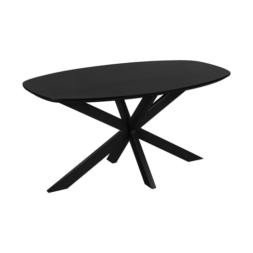 QUVIO Eettafel Sofia - Deens ovaal - 160x90 cm - Stalen kruispoot - FSC-gecertificeerd mangohout - Zwart