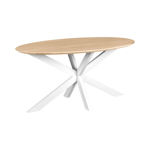QUVIO Eettafel Sofia - Ovaal - 160x90 cm - Witte kruispoot - FSC gecertificeerd mangohout - Naturel