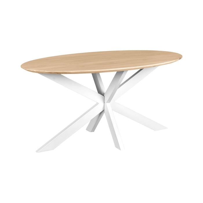 QUVIO Eettafel Sofia - Ovaal - 160x90 cm - Witte kruispoot - FSC gecertificeerd mangohout - Naturel