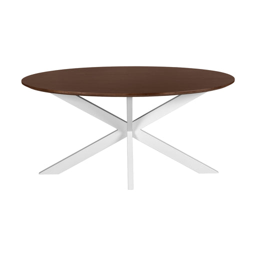 QUVIO Eettafel Sofia - Ovaal - 160x90 cm - Witte kruispoot - FSC gecertificeerd mangohout - Bruin