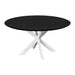 QUVIO Eettafel Sofia - Rond - ø130 cm - Witte kruispoot - FSC gecertificeerd mangohout - Zwart