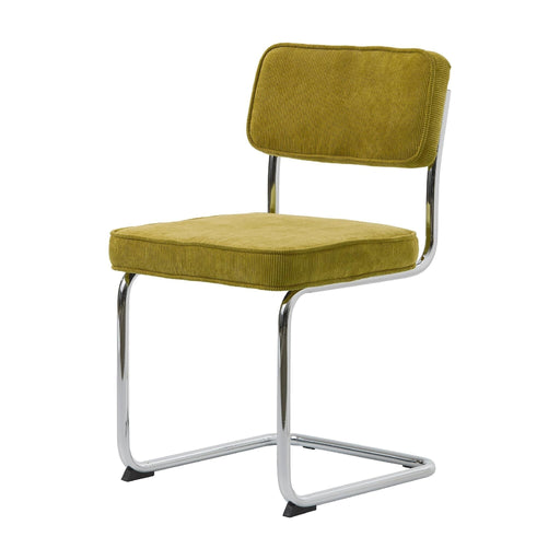 Set van 4 - Nest of Nora Eetkamerstoelen Adam - Ribstof met chroom poten - Groen