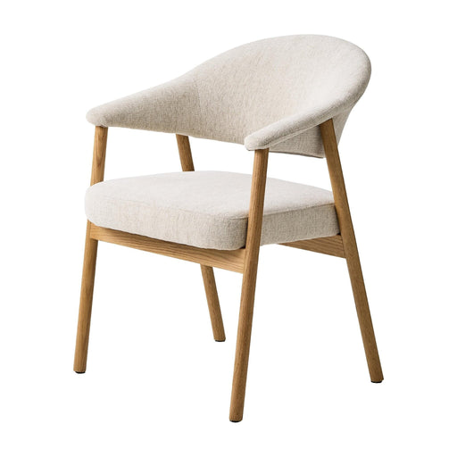 Set van 2 - Nest of Nora Eetkamerstoelen Niva met armleuningen - Natural eikenhouten poten - Beige