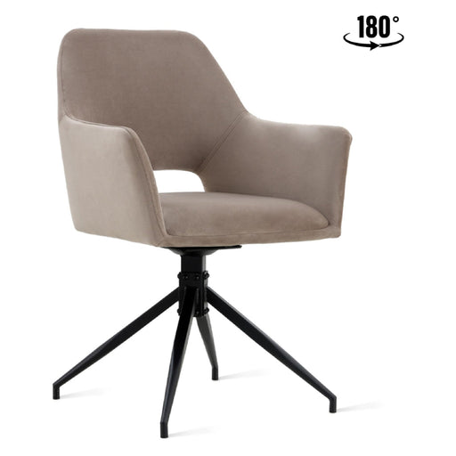 Set van 2 Nest of Nora draaibare eetkamerstoelen met armleuningen Savi - Velvet - Taupe